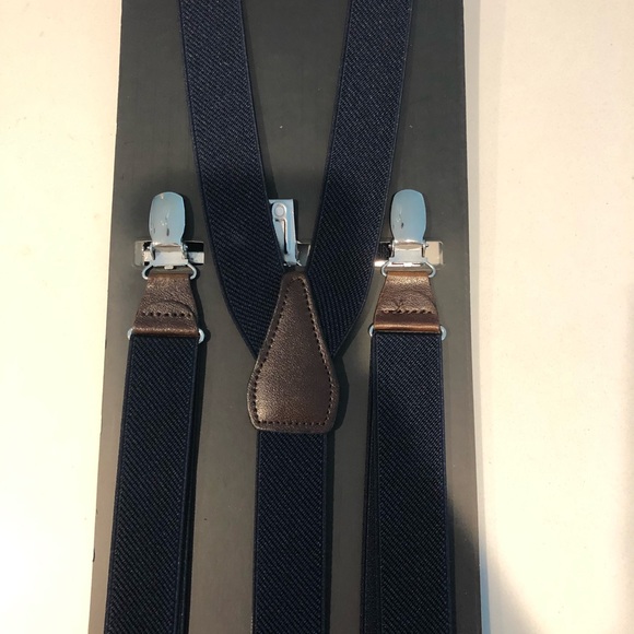 Navy Men’s Suspenders with Leather Trim NWT - Picture 2 of 3